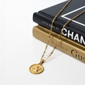 18K Gold Angel Coin Pendant